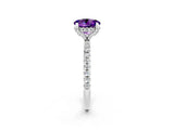 White gold Round Cut Diamond Solitaire Ring with Four-Prong Setting and Pavé Band_2