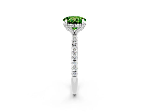 White gold Round Cut Diamond Solitaire Ring with Four-Prong Setting and Pavé Band_2