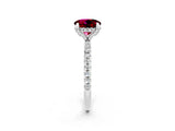 White gold Round Cut Diamond Solitaire Ring with Four-Prong Setting and Pavé Band_2