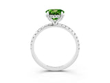 White gold Round Cut Diamond Solitaire Ring with Four-Prong Setting and Pavé Band_3