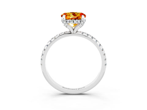 White gold Round Cut Diamond Solitaire Ring with Four-Prong Setting and Pavé Band_3