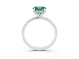 White gold Round Cut Diamond Solitaire Ring with Four-Prong Setting and Pavé Band_3
