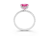 White gold Round Cut Diamond Solitaire Ring with Four-Prong Setting and Pavé Band_3
