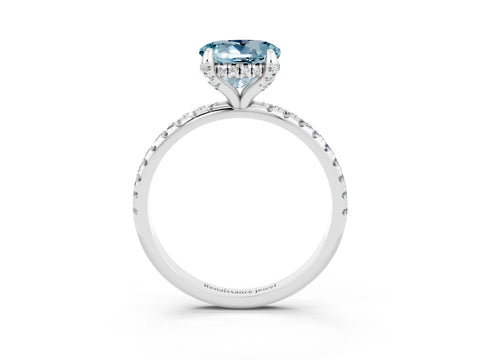 White gold Round Cut Diamond Solitaire Ring with Four-Prong Setting and Pavé Band_3