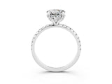 White gold Round Cut Diamond Solitaire Ring with Four-Prong Setting and Pavé Band_3