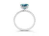 White gold Round Cut Diamond Solitaire Ring with Four-Prong Setting and Pavé Band_3