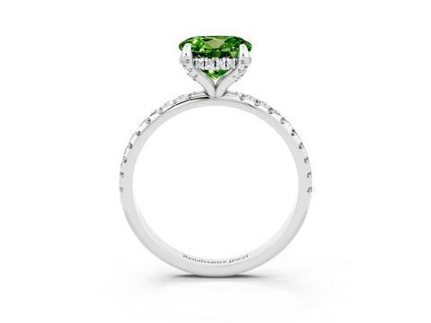 White gold Round Cut Diamond Solitaire Ring with Four-Prong Setting and Pavé Band_3