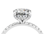 White gold Round Cut Diamond Solitaire Ring with Four-Prong Setting and Pavé Band_4