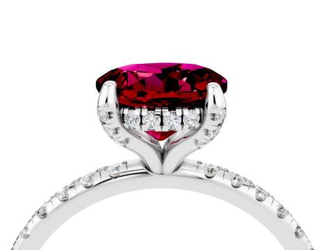 White gold Round Cut Diamond Solitaire Ring with Four-Prong Setting and Pavé Band_4