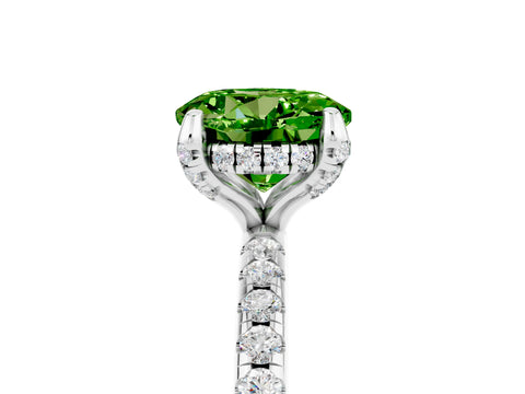 White gold Round Cut Diamond Solitaire Ring with Four-Prong Setting and Pavé Band_5