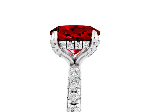 White gold Round Cut Diamond Solitaire Ring with Four-Prong Setting and Pavé Band_5