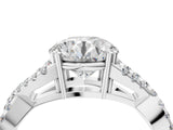 White gold Round Cut Diamond Solitaire Ring with Four-Prong Setting and Twisted Pavé Band_59