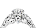 White gold Round Cut Diamond Solitaire Ring with Hidden Halo and Pavé Band_109