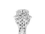White gold Round Cut Diamond Solitaire Ring with Hidden Halo and Pavé Band_113