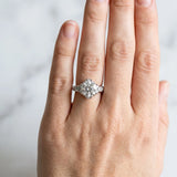 White gold Round Cut Diamond Solitaire Ring with Hidden Halo and Pavé Band_117