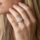 White gold Round Cut Diamond Solitaire Ring with Micro Pave Band and Prong Setting_14
