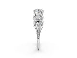 White gold Round Cut Diamond Solitaire Ring with Milgrain Pavé Band and Four-Prong Setting_241
