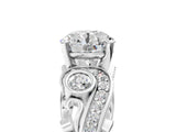 White gold Round Cut Diamond Solitaire Ring with Milgrain Pavé Band and Four-Prong Setting_242