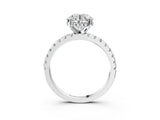 10K White Gold 2.07 Carat E VS1 Round Diamond Solitaire Ring with Pavé Band and Four-Prong Setting
