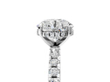 10K White Gold 2.07 Carat E VS1 Round Diamond Solitaire Ring with Pavé Band and Four-Prong Setting