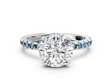 White gold Round Cut Diamond Solitaire Ring with Pavé Band and Four-Prong Setting_146