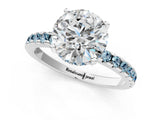 White gold Round Cut Diamond Solitaire Ring with Pavé Band and Four-Prong Setting_147
