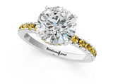 White gold Round Cut Diamond Solitaire Ring with Pavé Band and Four-Prong Setting_168