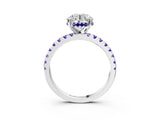 10K White Gold 2.07 Carat E VS1 Round Diamond Solitaire Ring with Pavé Band and Four-Prong Setting