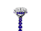 10K White Gold 2.07 Carat E VS1 Round Diamond Solitaire Ring with Pavé Band and Four-Prong Setting