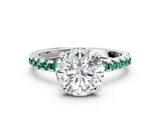 White gold Round Cut Diamond Solitaire Ring with Pavé Band and Four-Prong Setting_174