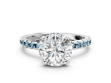 White gold Round Cut Diamond Solitaire Ring with Pavé Band and Four-Prong Setting_224