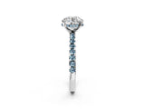White gold Round Cut Diamond Solitaire Ring with Pavé Band and Four-Prong Setting_226