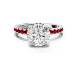 White gold Round Cut Diamond Solitaire Ring with Pavé Band and Four-Prong Setting_236