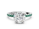 White gold Round Cut Diamond Solitaire Ring with Pavé Band and Four-Prong Setting_248