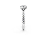 White gold Round Cut Diamond Solitaire Ring with Pavé Band and Four-Prong Setting_389