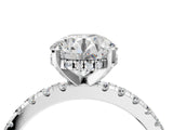 10K White Gold 1.75 Carat E VS1 Round Diamond Solitaire Ring with Round  Pavé Band and Four-Prong Setting
