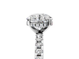 White gold Round Cut Diamond Solitaire Ring with Pavé Band and Four-Prong Setting_405