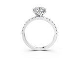 White gold Round Cut Diamond Solitaire Ring with Pavé Band and Four-Prong Setting_414