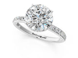 White gold Round Cut Diamond Solitaire Ring with Pavé Band and Hidden Halo_21
