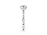 White gold Round Cut Diamond Solitaire Ring with Pavé Band and Hidden Halo_22