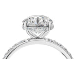 White gold Round Cut Diamond Solitaire Ring with Pavé Band and Hidden Halo_24