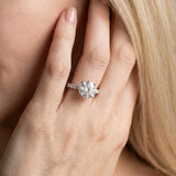 White gold Round Cut Diamond Solitaire Ring with Pavé Band and Prong Setting_136