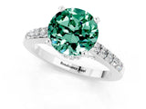 White gold Round Cut Diamond Solitaire Ring with Pavé Band and Prong Setting_1