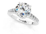 White gold Round Cut Diamond Solitaire Ring with Pavé Band and Prong Setting_1