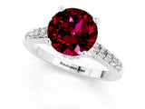 White gold Round Cut Diamond Solitaire Ring with Pavé Band and Prong Setting_1