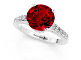 White gold Round Cut Diamond Solitaire Ring with Pavé Band and Prong Setting_1