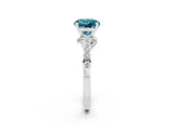 White gold Round Cut Diamond Solitaire Ring with Pavé Band and Prong Setting_2