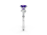 White gold Round Cut Diamond Solitaire Ring with Pavé Band and Prong Setting_2