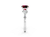 White gold Round Cut Diamond Solitaire Ring with Pavé Band and Prong Setting_2