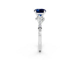 White gold Round Cut Diamond Solitaire Ring with Pavé Band and Prong Setting_2
